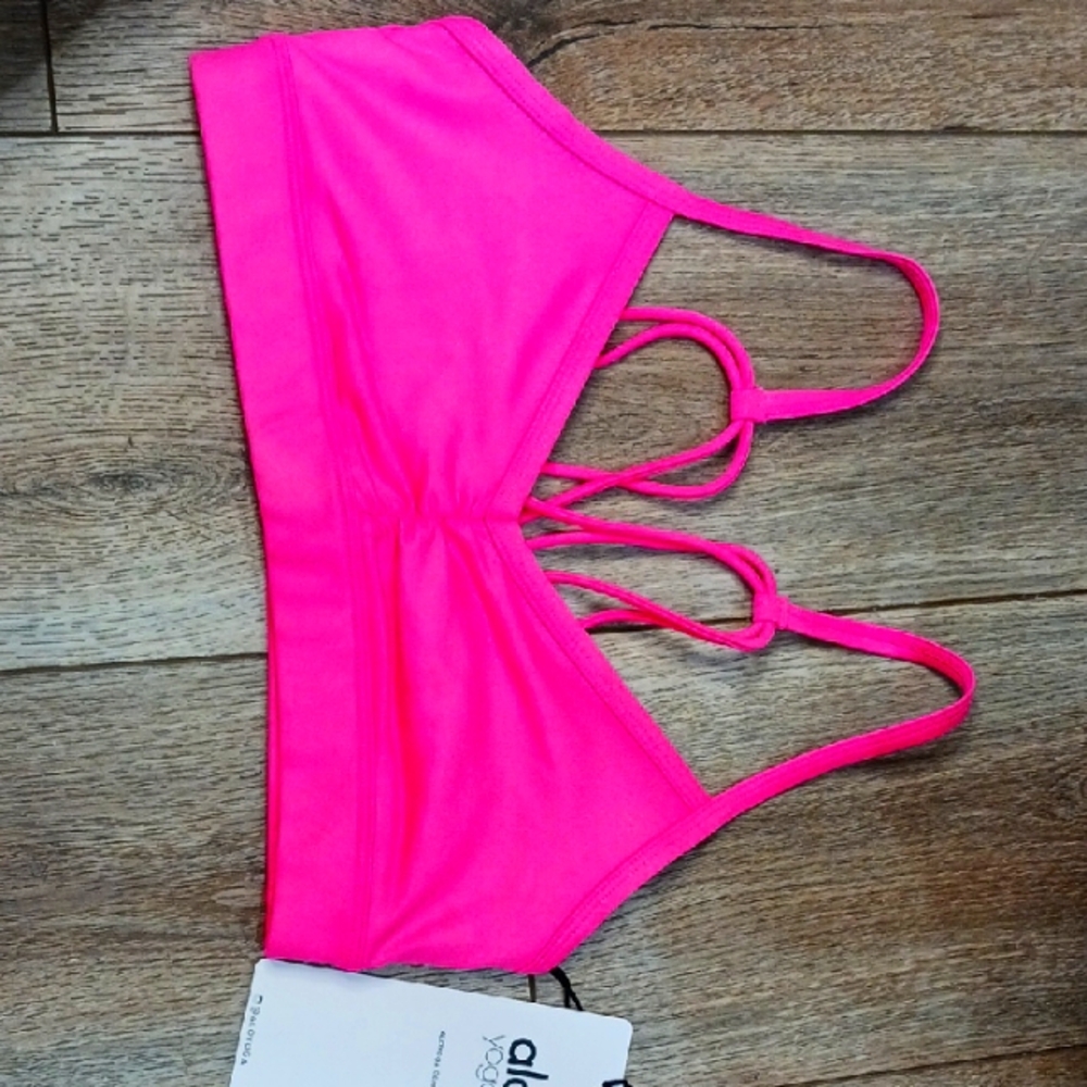 Bright Pink Strappy Sports Bra
